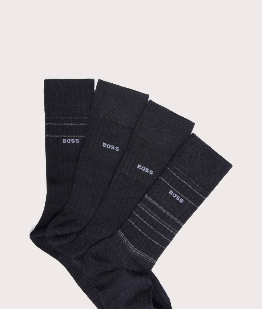 Hugo Boss Mens 4 Pack RS Rib Socks
